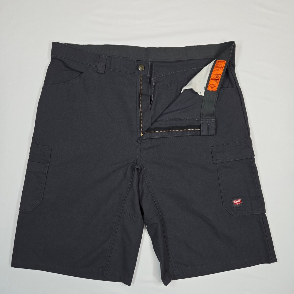 Red Kap Men Utility Cargo Shorts Black Workwear Stretch Size 40 Durable Casual - Picture 3 of 11